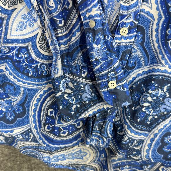 Lauren Ralph Lauren Womens size XL Paisley Print Blue Silk Blend Button Down - Picture 3 of 6